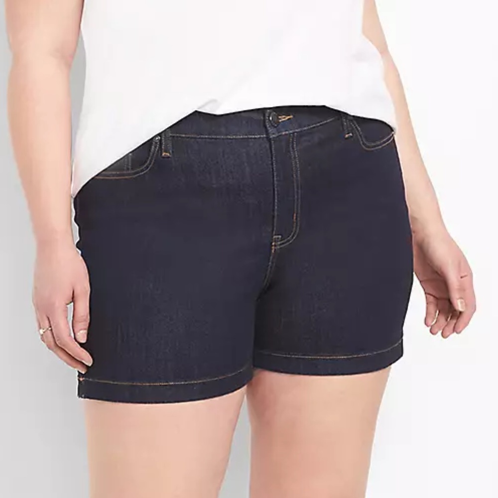 Lane Bryant Mid Rise Dark Wash Denim Short Size 24